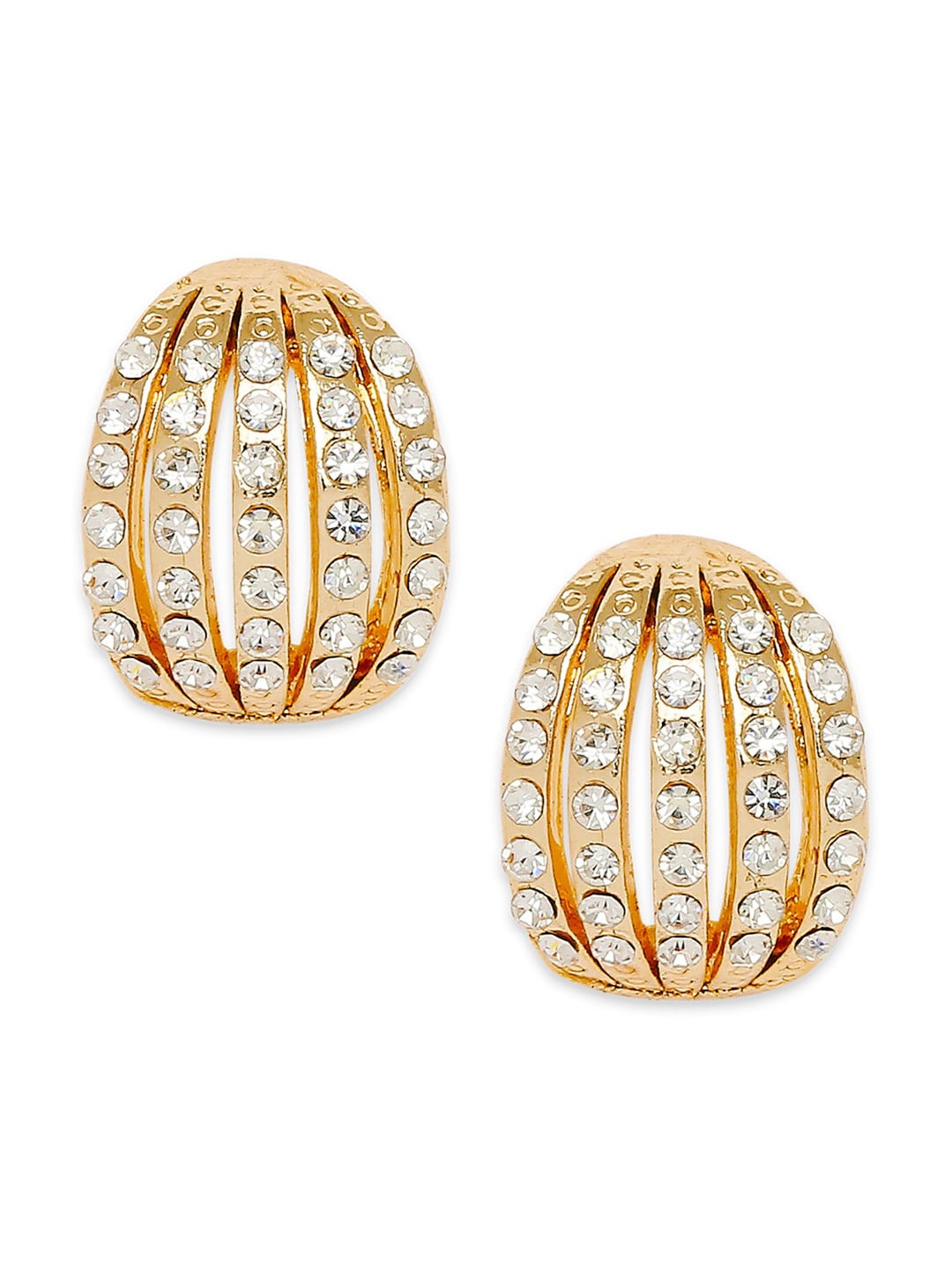 

BELLEZIYA Gold-Toned & White Contemporary Studs Earrings