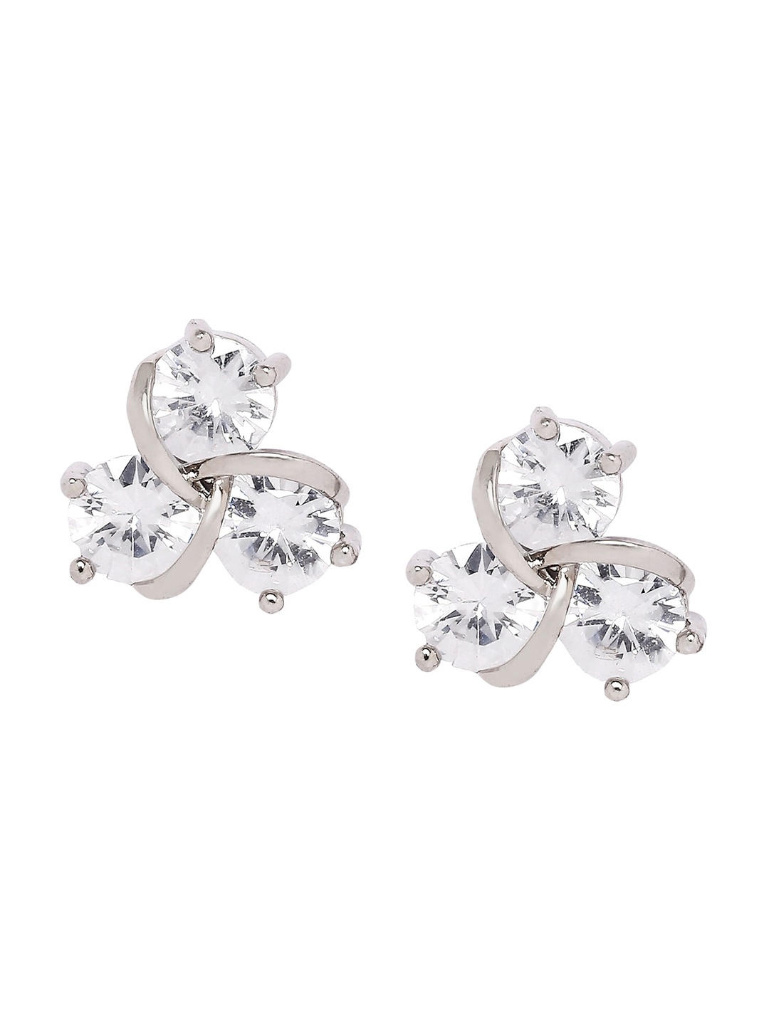 

BELLEZIYA Silver-Toned Contemporary Studs Earrings