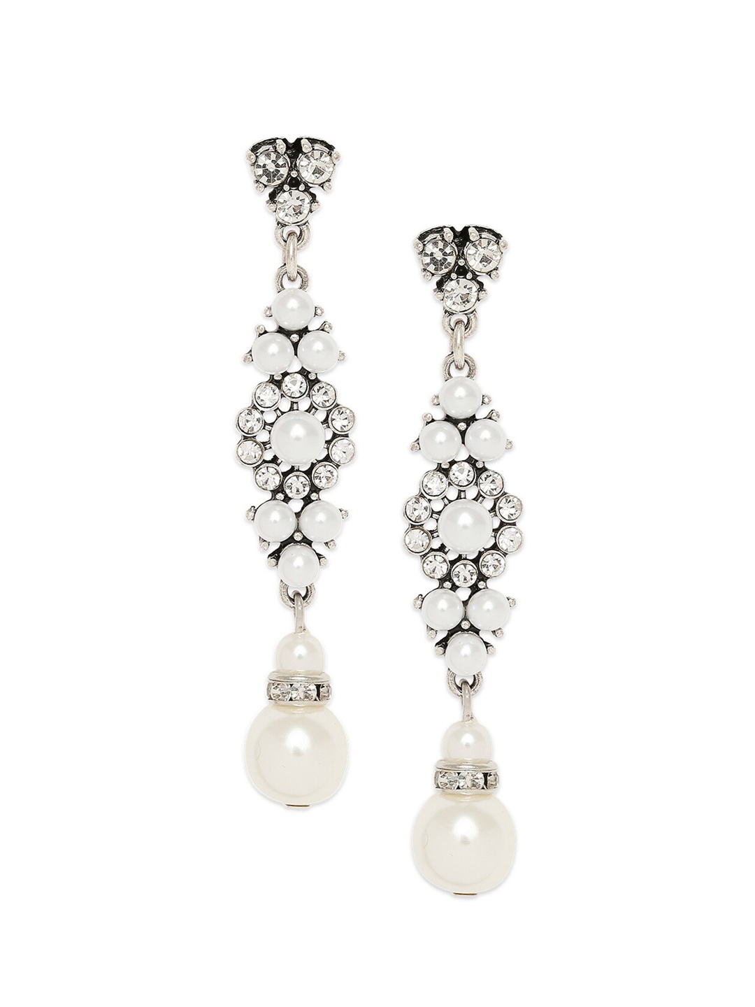 

BELLEZIYA Silver-Toned Contemporary Drop Earrings
