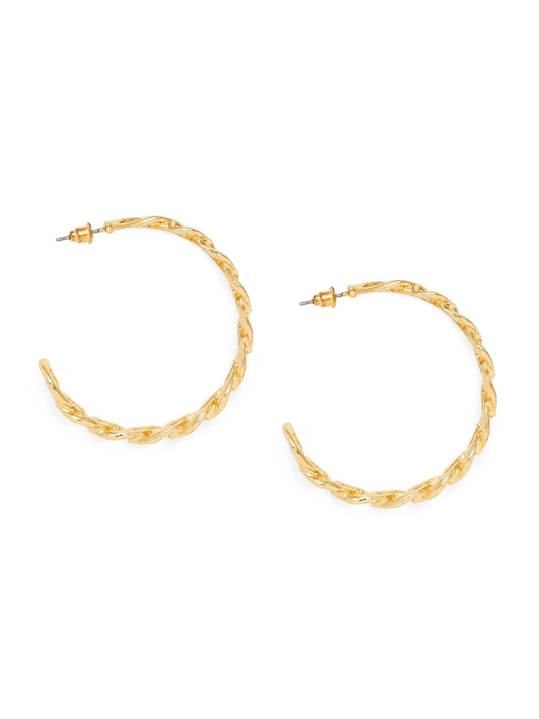 

BELLEZIYA Gold-Toned Circular Half Hoop Earrings