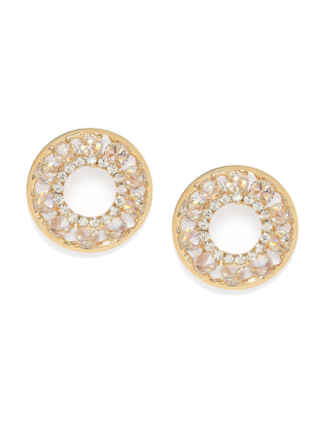 

BELLEZIYA Gold-Toned & White Circular Studs Earrings