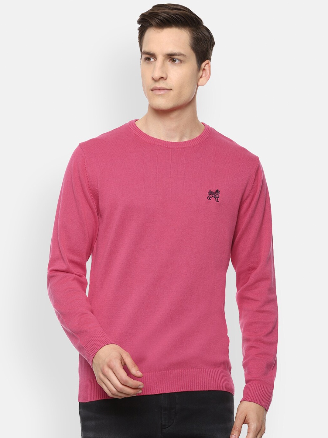 

Van Heusen Sport Men Pink Solid Round Neck Pullover