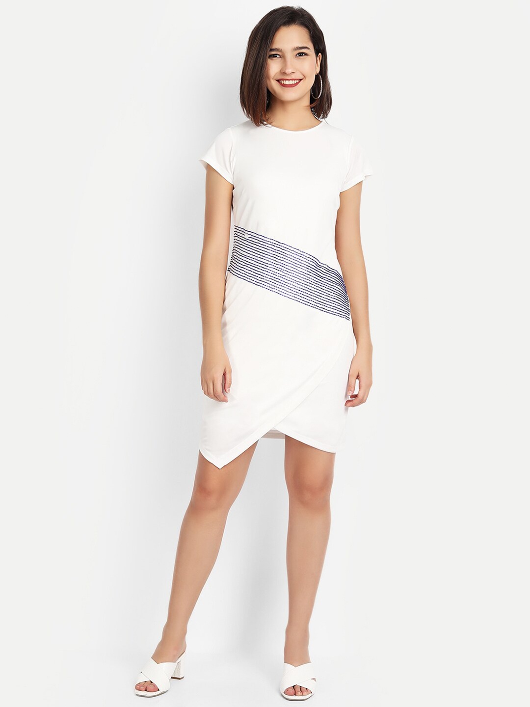 

LY2 Off White Embellished Sheath Dress