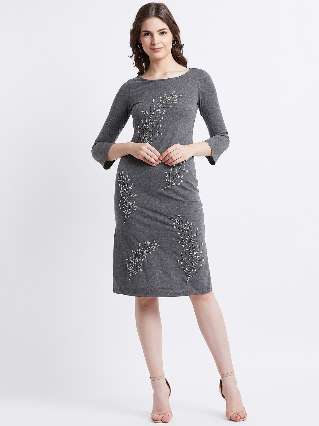 

LY2 Grey Embellished Sheath Dress