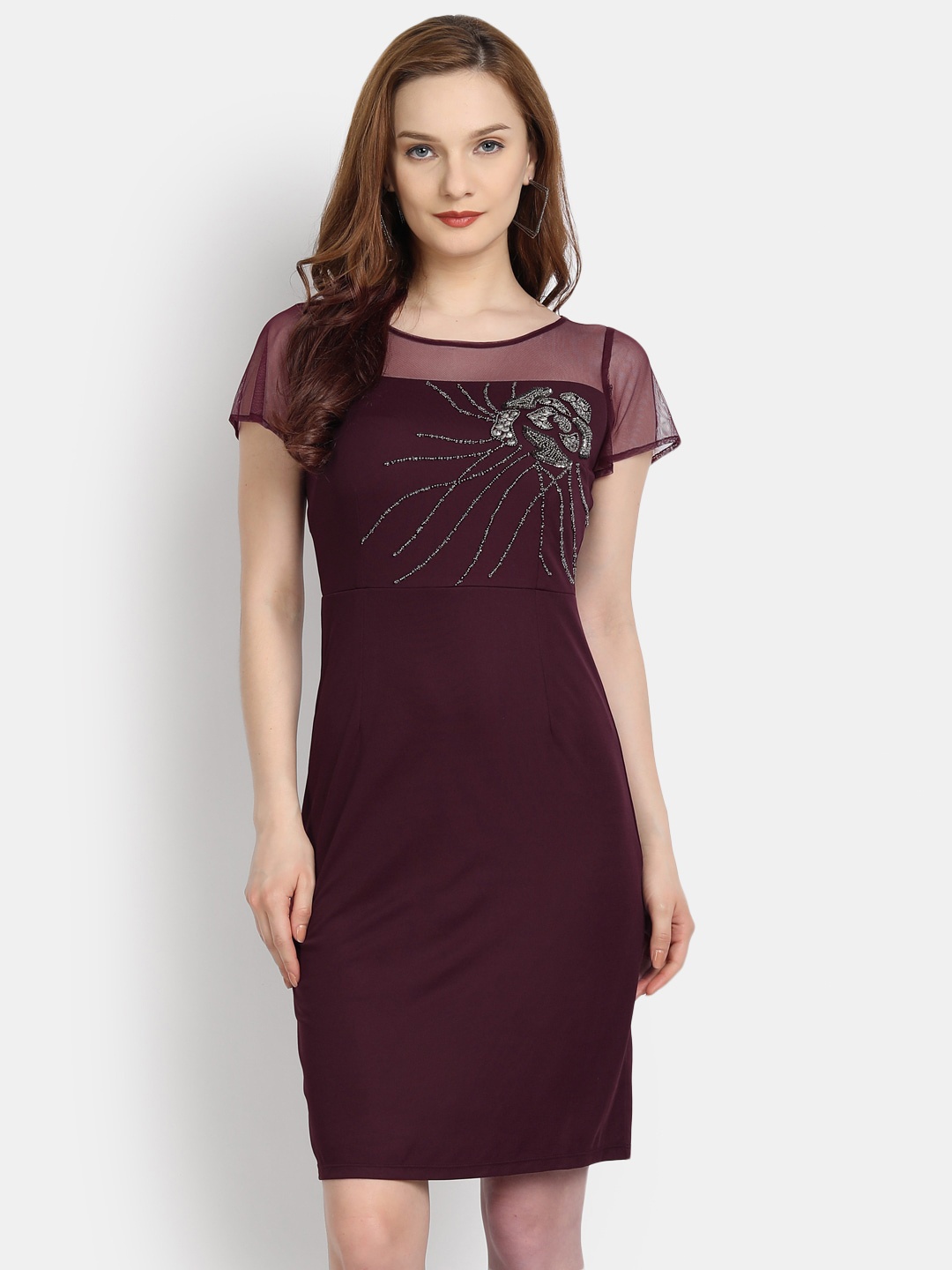 

LY2 Purple Embellished Sheath Dress