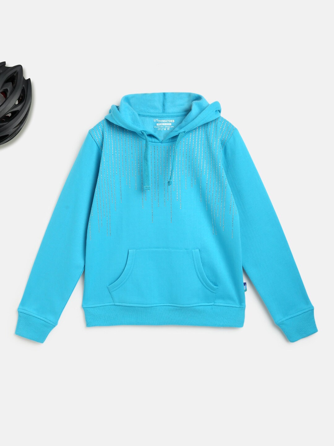 

Lil Tomatoes Girls Turquoise Blue Hooded Sweatshirt