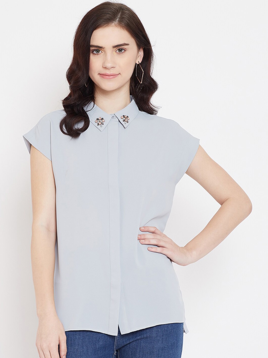 

CAMLA Grey Extended Sleeves Shirt Style Top