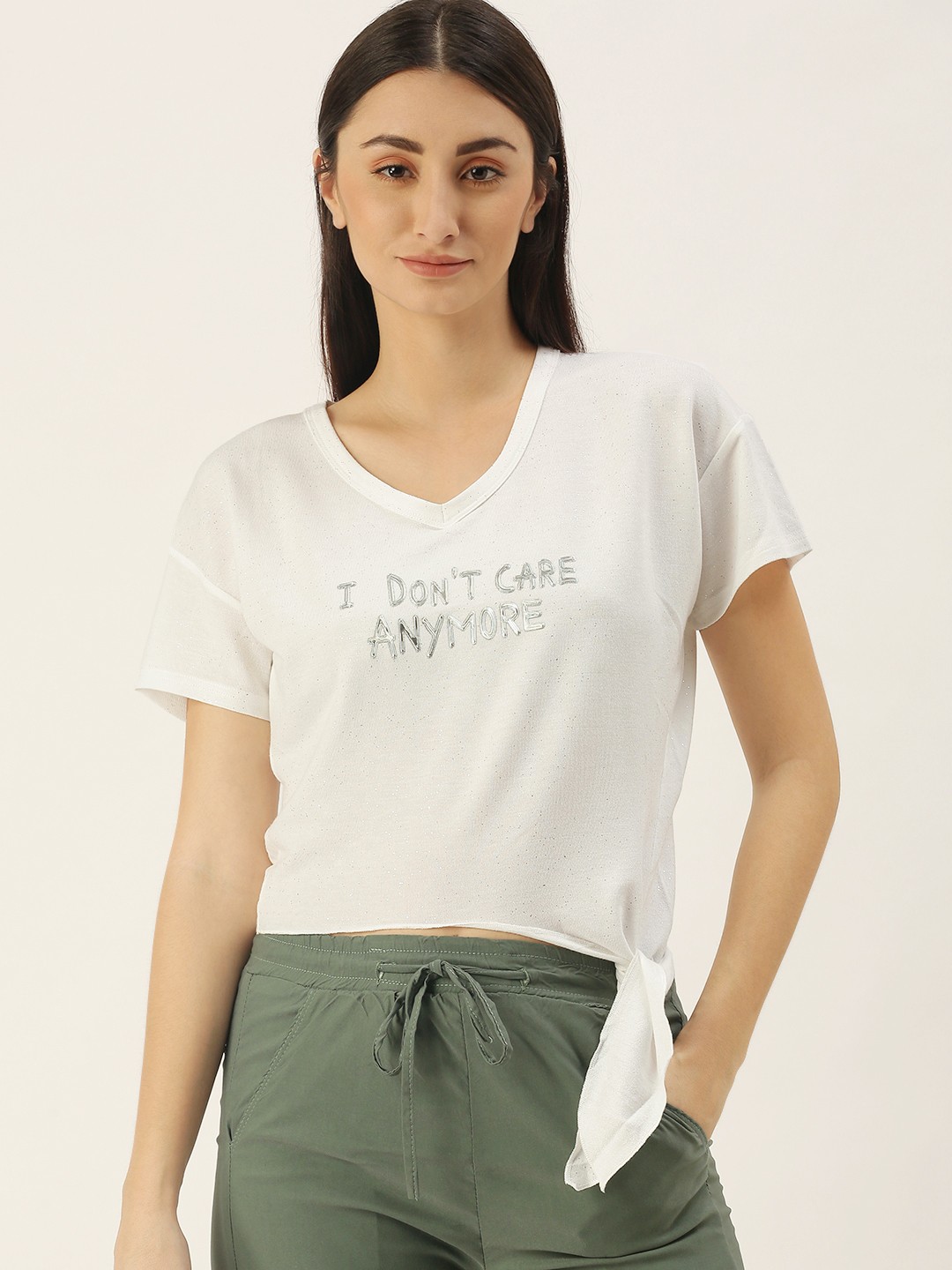 

SHECZZAR Off White Printed Top
