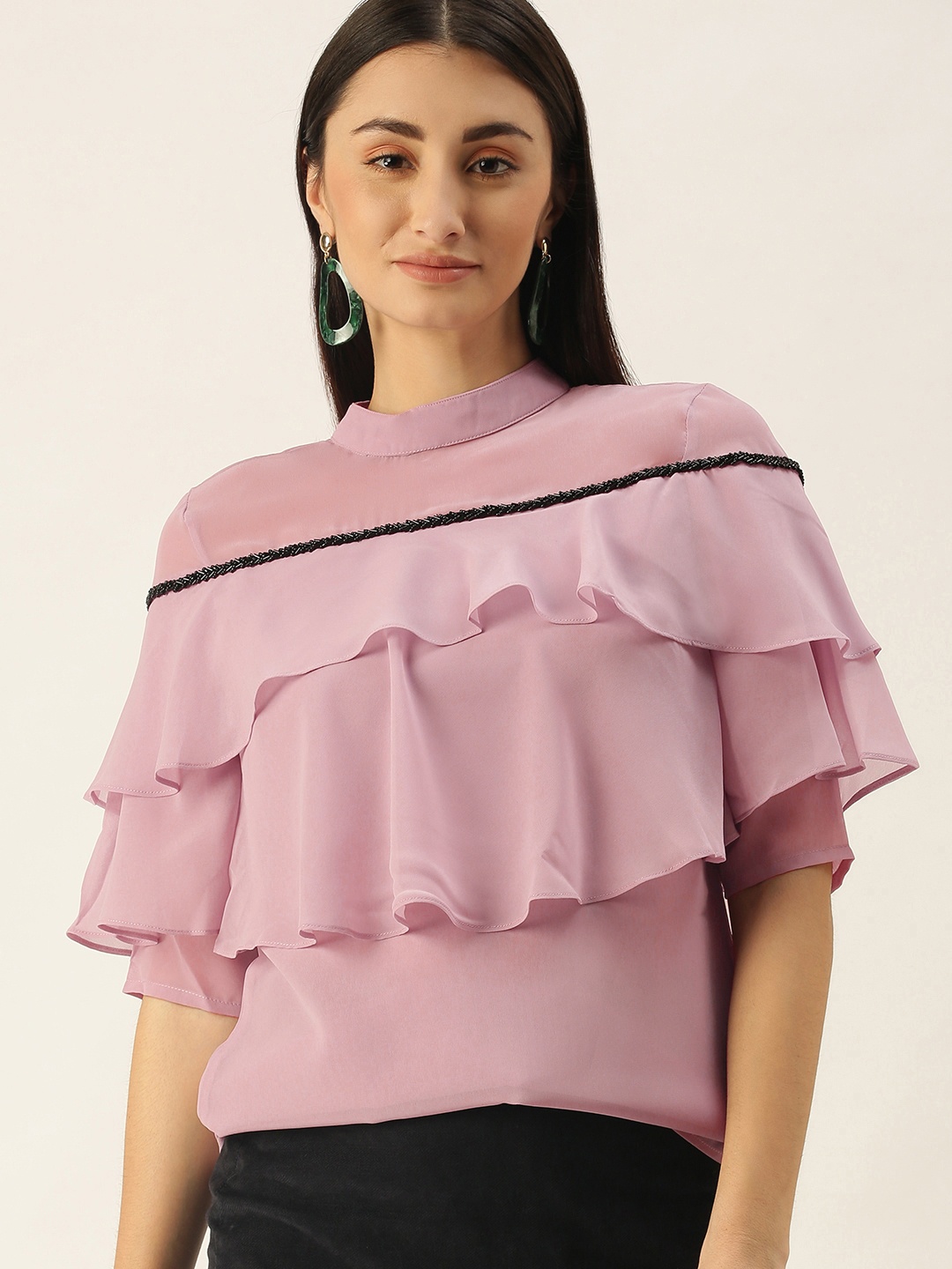 

SHECZZAR Pink Solid Layered Top