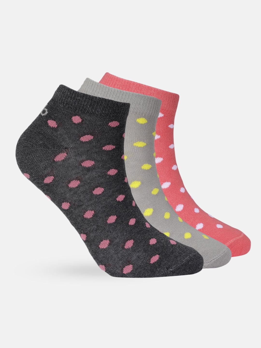 

DressBerry Women Pack of 3 Patterned Ankle-Length Socks, Coral