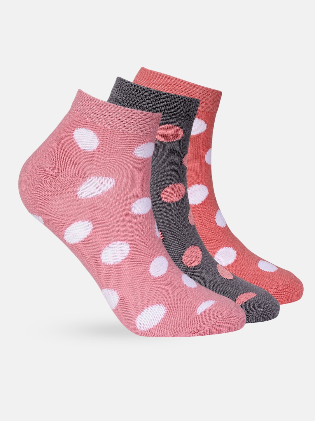 

DressBerry Women Set of 3 Polka Dot Patterned Ankle-Length Socks, Multi