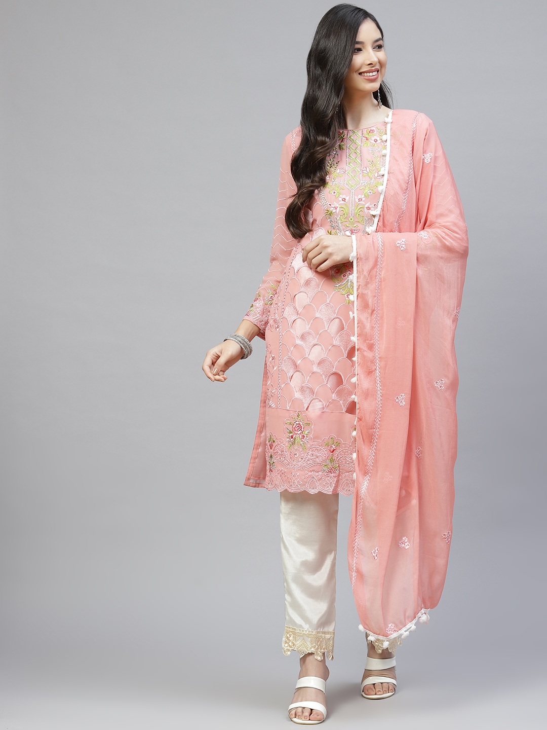 

Readiprint Fashions Pink & Green Embroidered Unstitched Dress Material