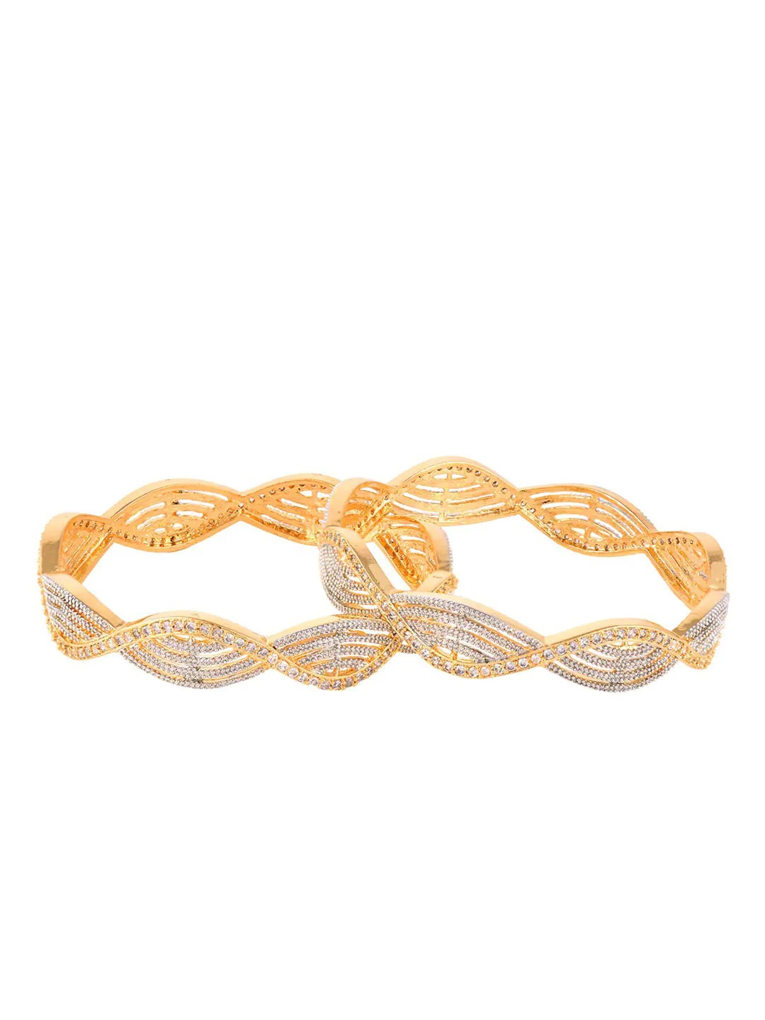 

Nathany Jewels Set of 2 Gold Plated Cubic Zirconia studded Bangles