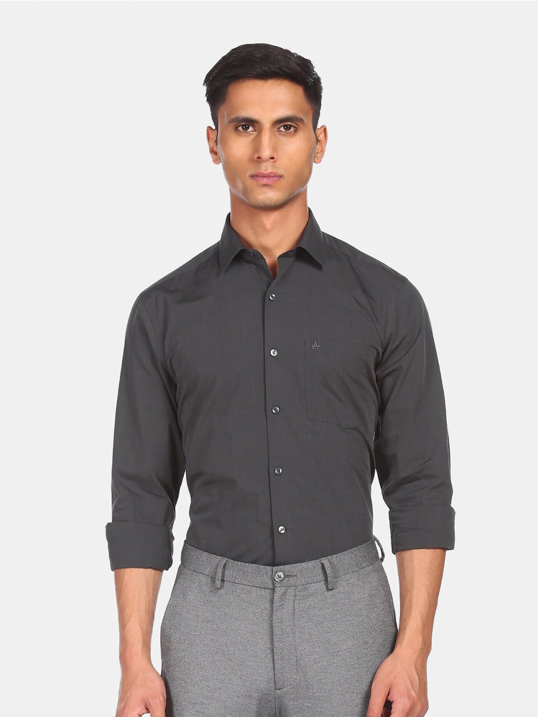 

Arrow Men Grey Opaque Pure Cotton Formal Shirt