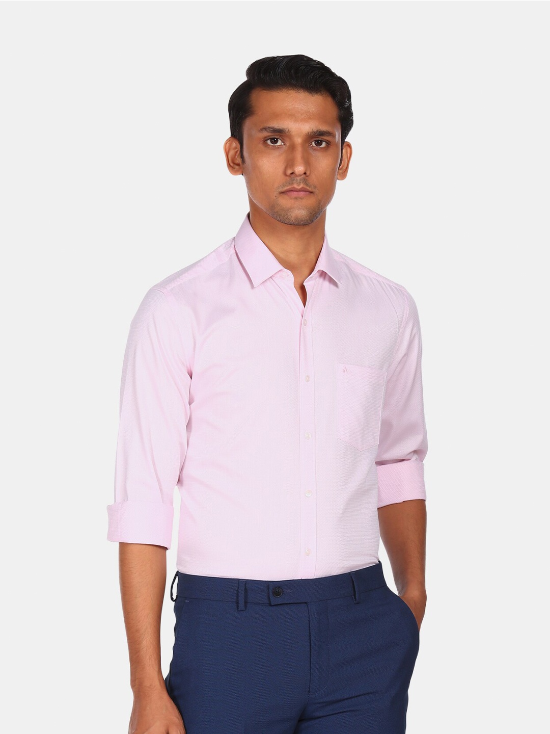 

Arrow Men Pink Slim Fit Opaque Self Design Formal Shirt