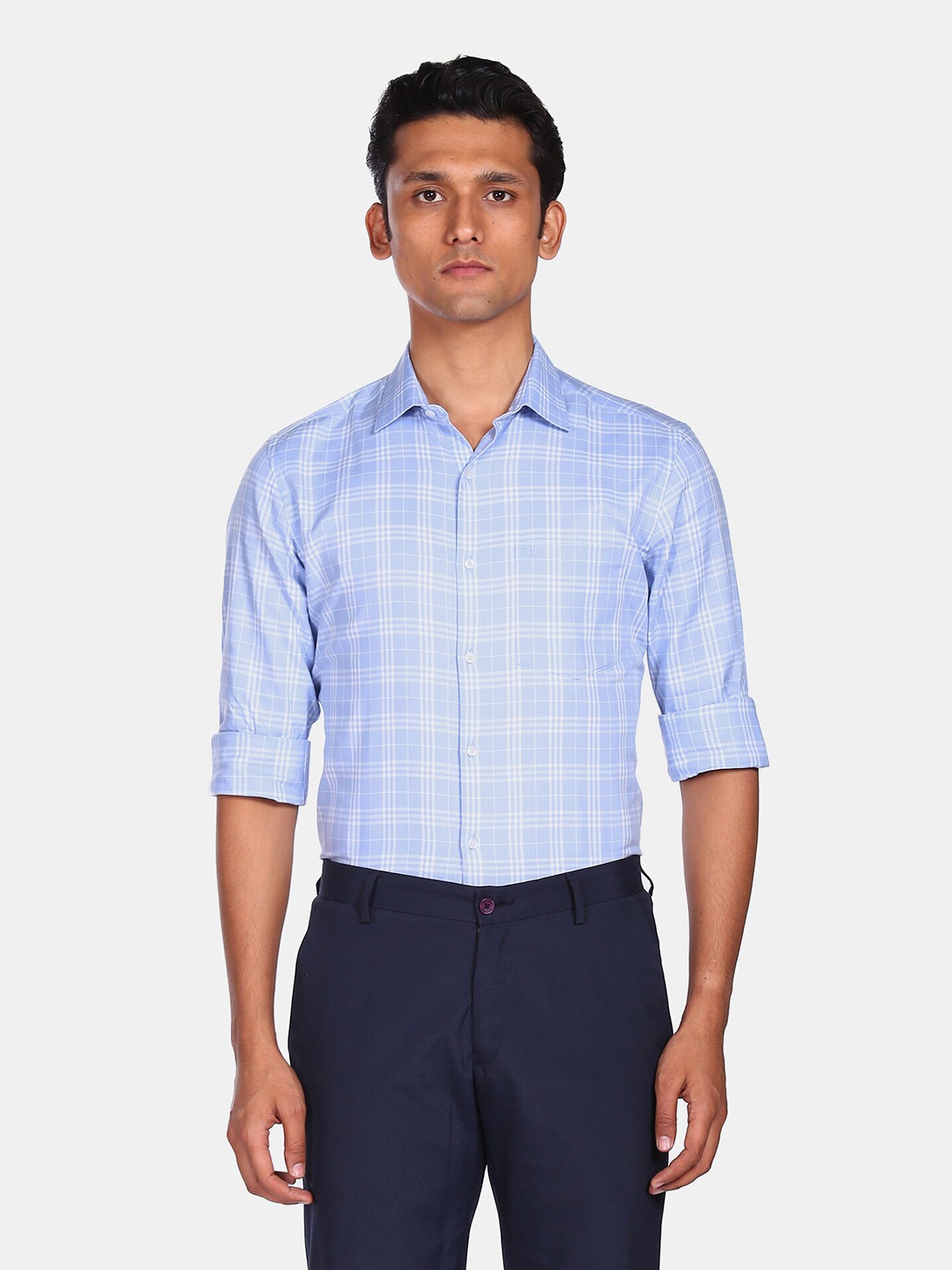 

Arrow Men Blue Opaque Checked Casual Shirt