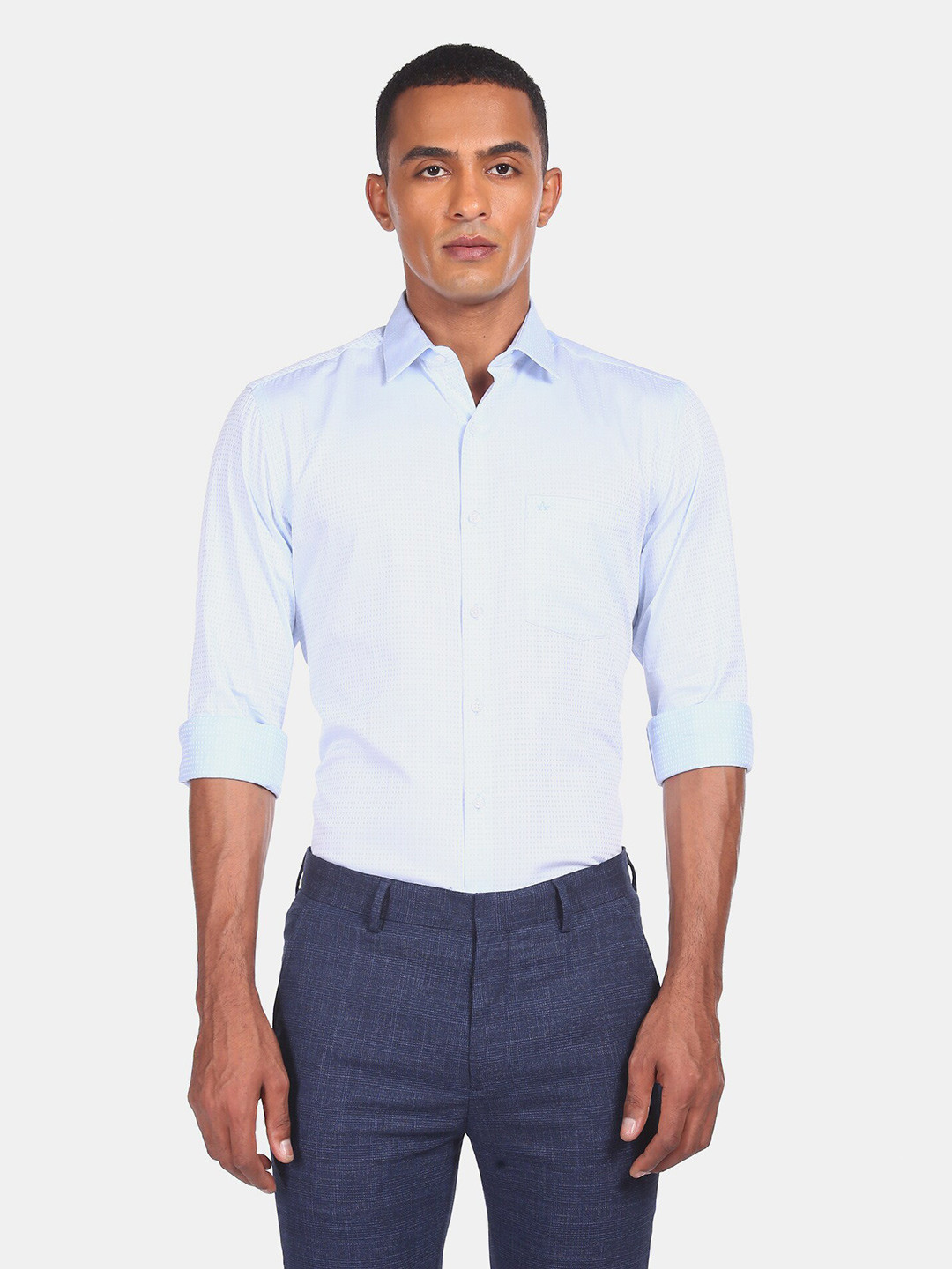 

Arrow Men Blue Opaque Patterned Formal Shirt