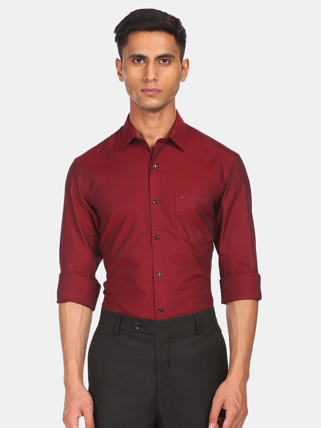 

Arrow Men Red Slim Fit Opaque Pure Cotton Formal Shirt