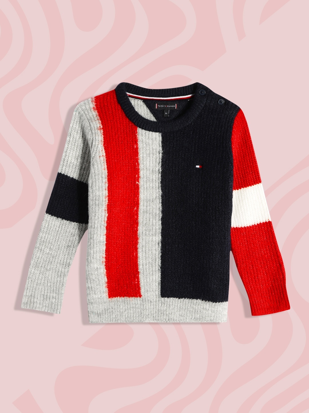 

Tommy Hilfiger Boys Grey & Navy Blue Colourblocked Pullover