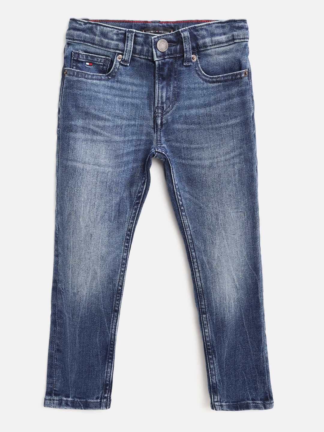 

Tommy Hilfiger Boys Blue Slim Fit Mid-Rise Heavy Fade Stretchable Jeans