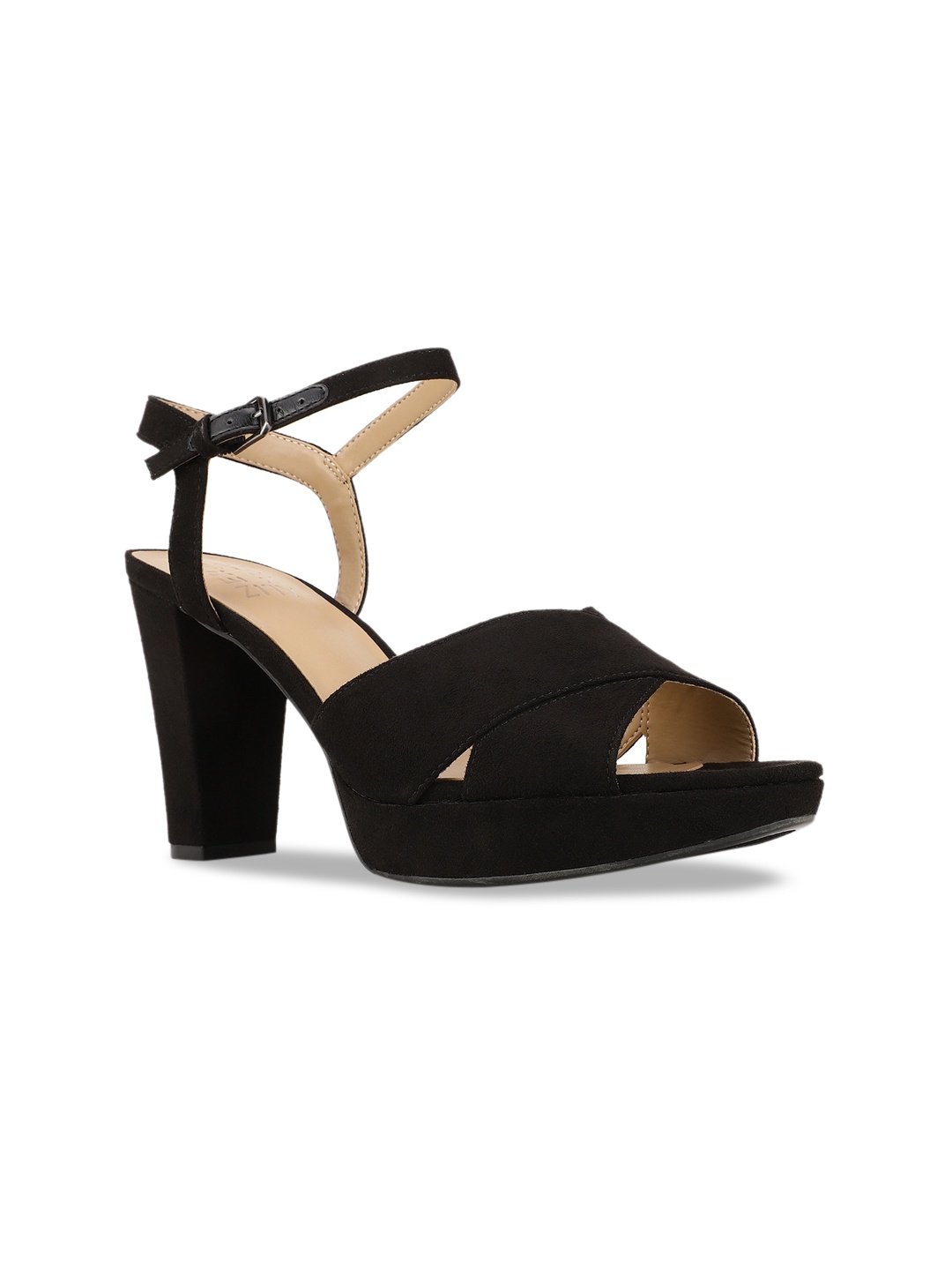 

Naturalizer Black Leather Block Sandals with Bows