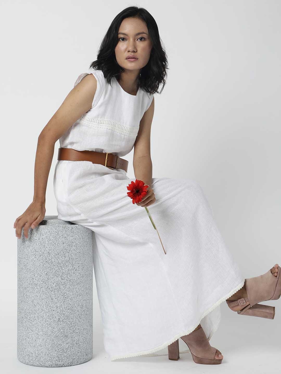 

RAREISM White Linen Maxi Dress