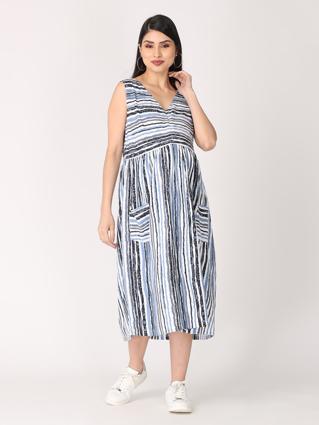 

The Mom Store Multicoloured Striped Maternity Midi Dress, Multi