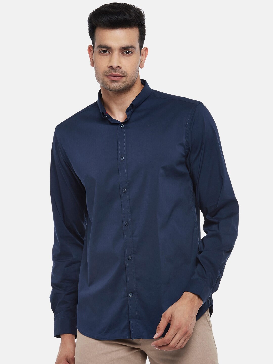 

BYFORD by Pantaloons Men Blue Slim Fit Opaque Cotton Casual Shirt