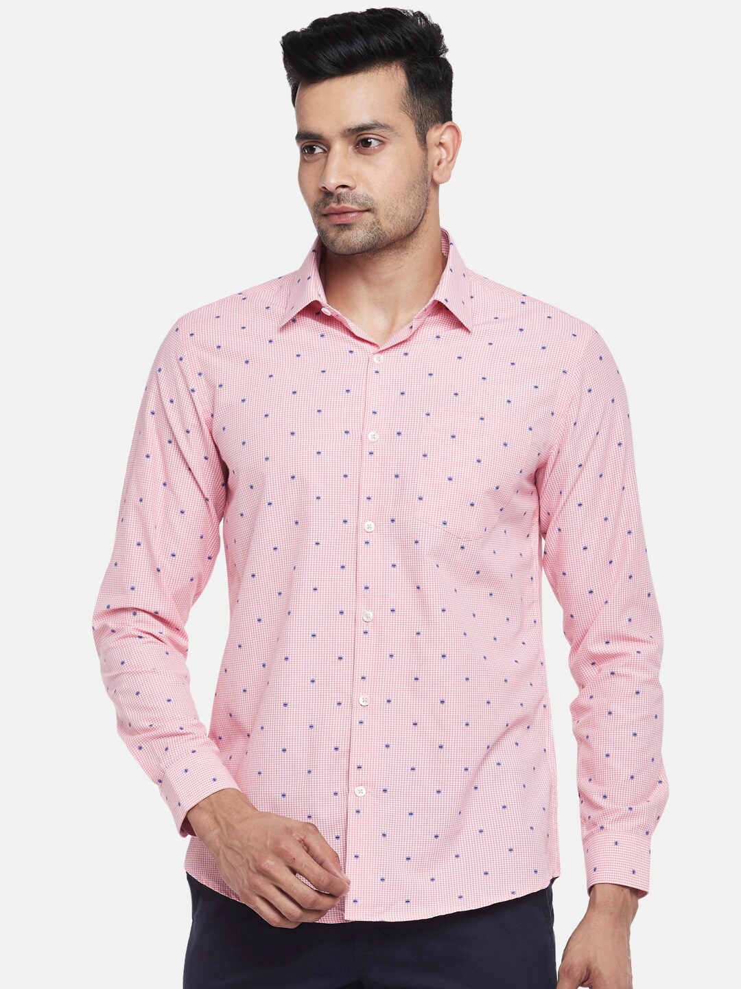 

BYFORD by Pantaloons Men Pink Slim Fit Printed Casual Shirt