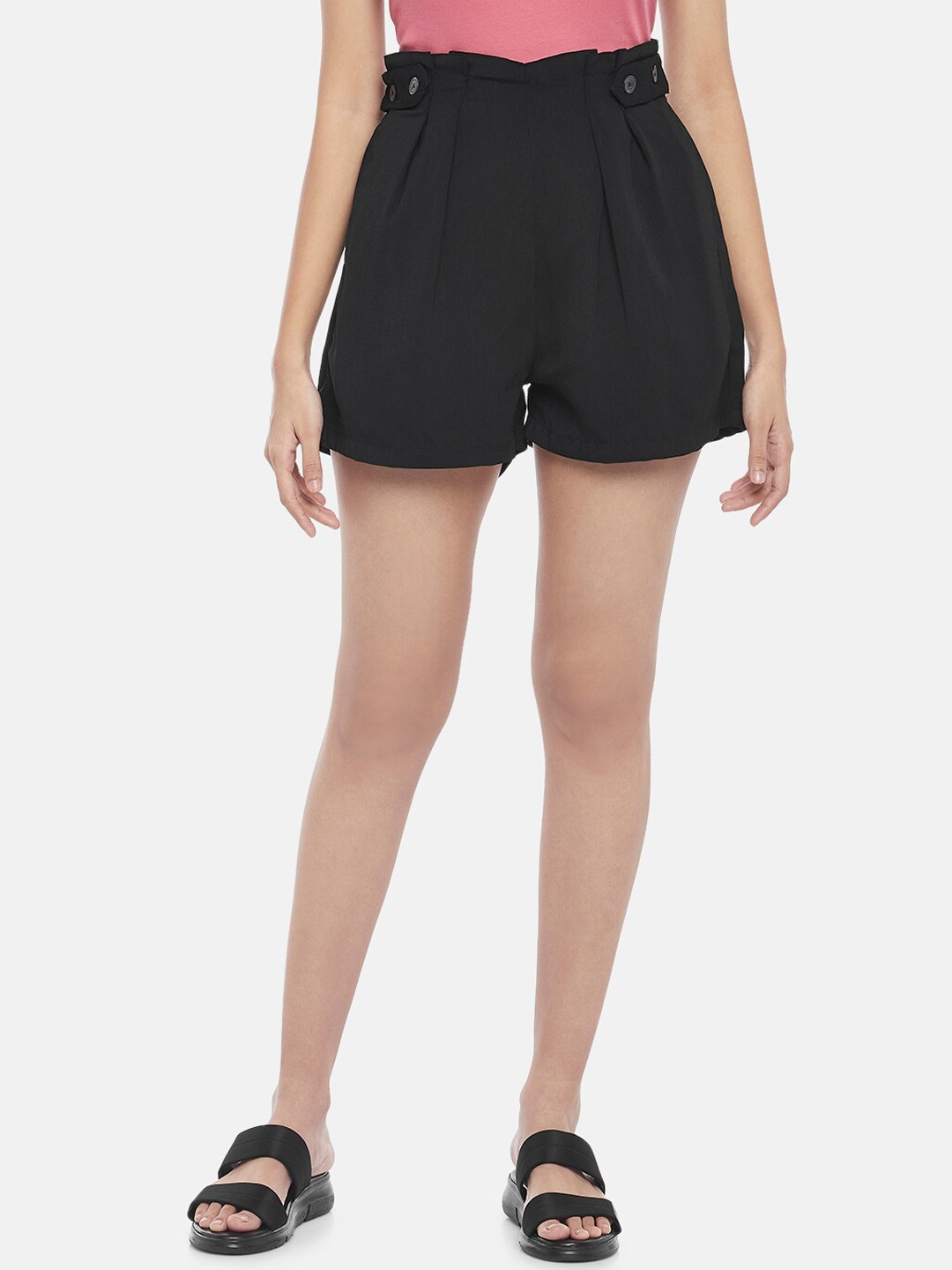 

Honey by Pantaloons Women Black Solid Hot Pants Shorts