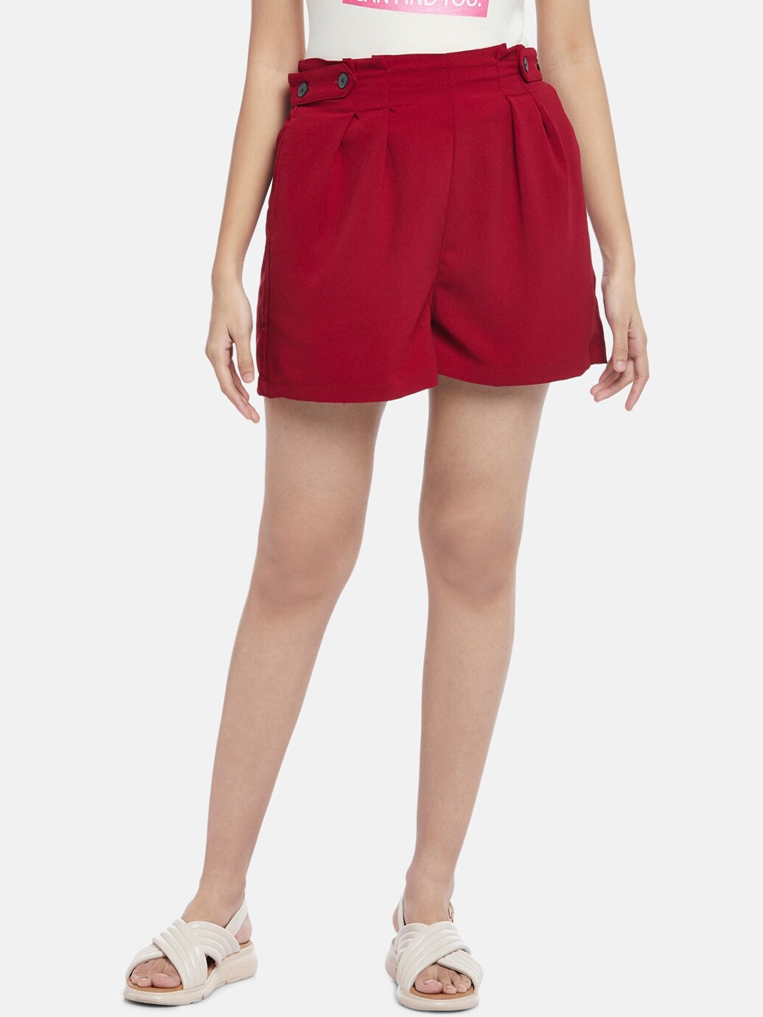 

Honey by Pantaloons Women Maroon Regular Shorts