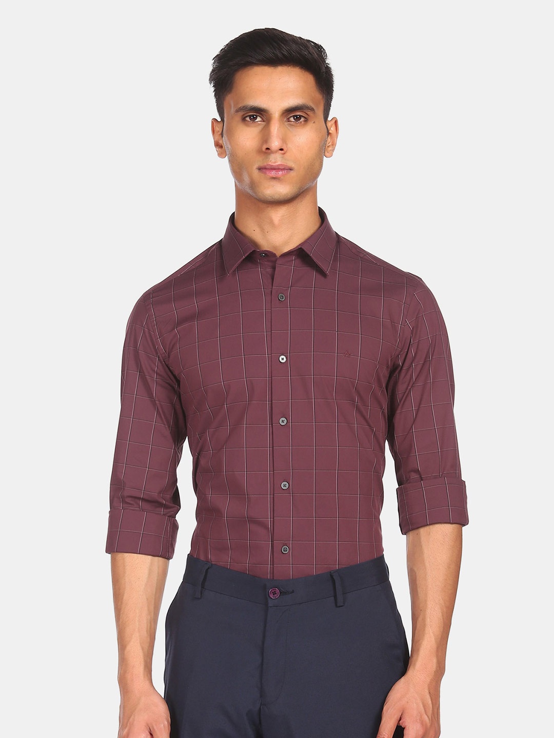 

Arrow New York Men Brown Opaque Striped Pure Cotton Casual Shirt