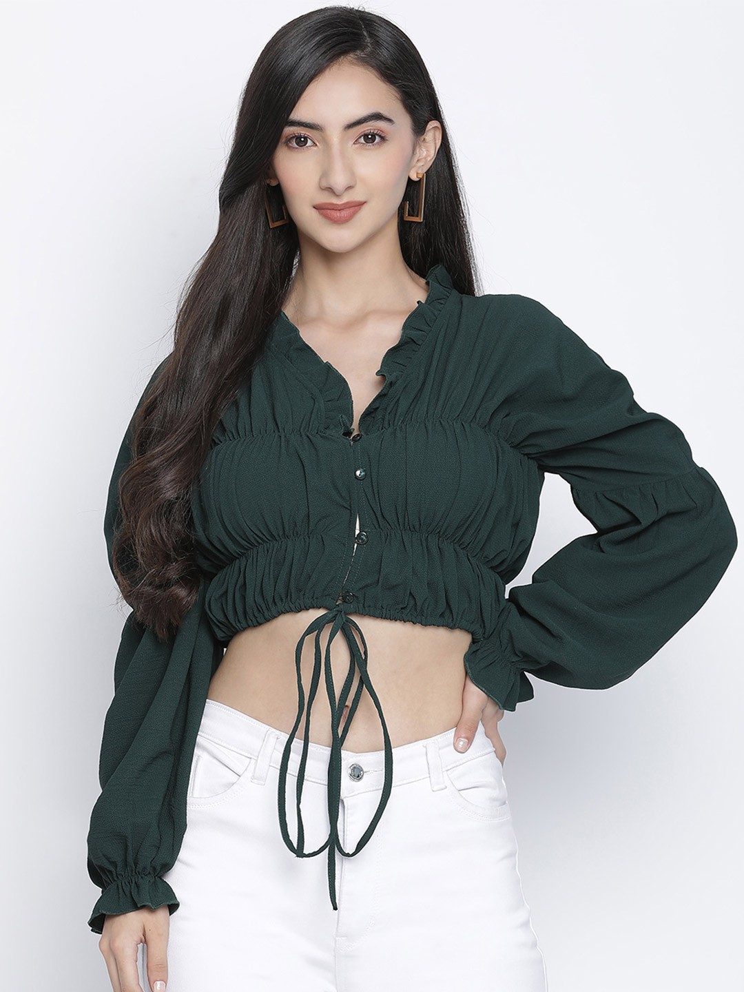 

Oxolloxo Green Blouson Crop Top