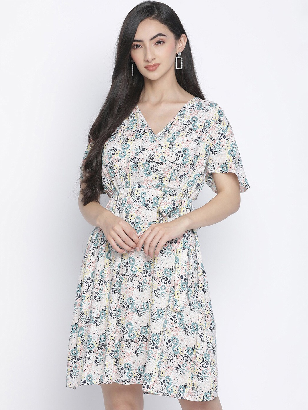 

Oxolloxo Multicoloured Floral Printed Crepe Dress, Multi