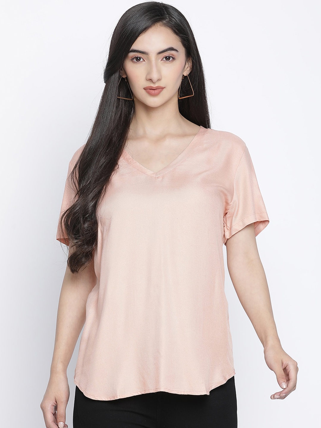 

Oxolloxo Peach-Coloured Crepe Regular Top