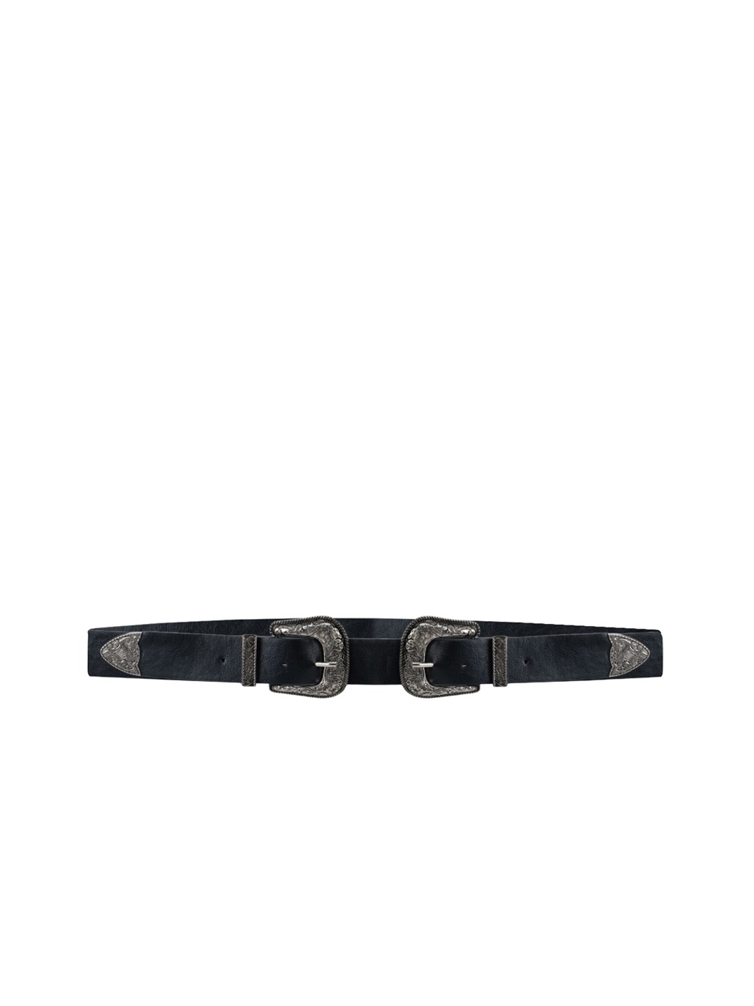 

Kazo Women Black PU Dual Vintage Buckle Belt