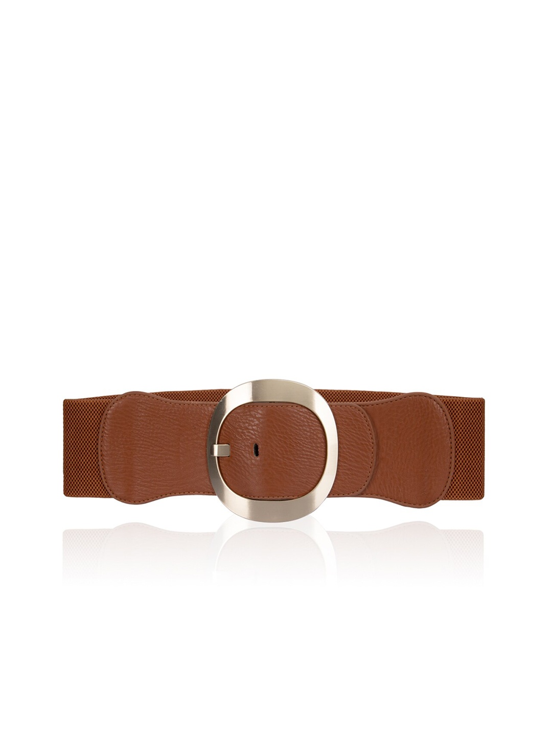 

Kazo Women Brown Solid Broad Belt With Large Metal Buckle