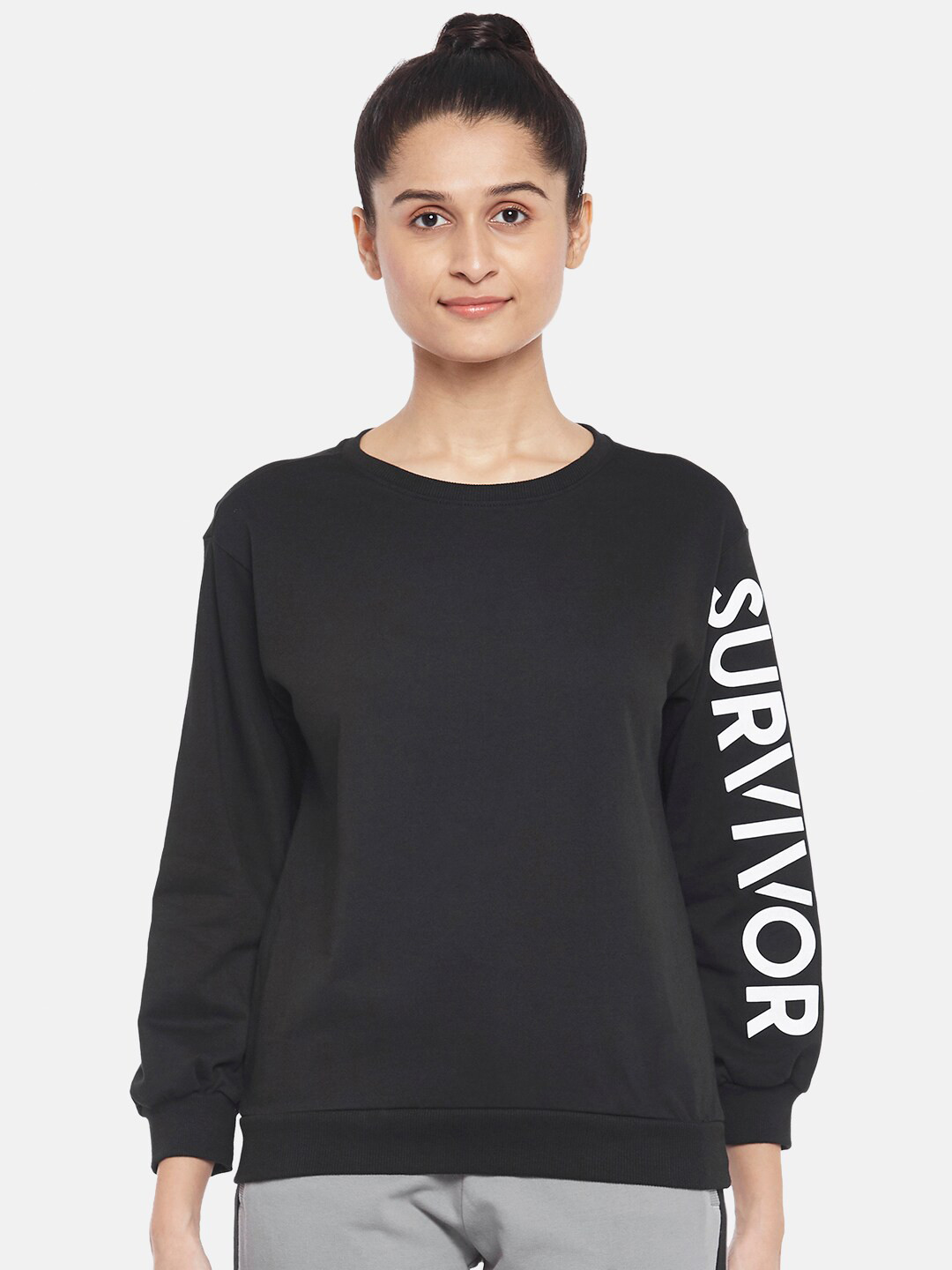 

Ajile by Pantaloons Women Black Printed Sweatshirt
