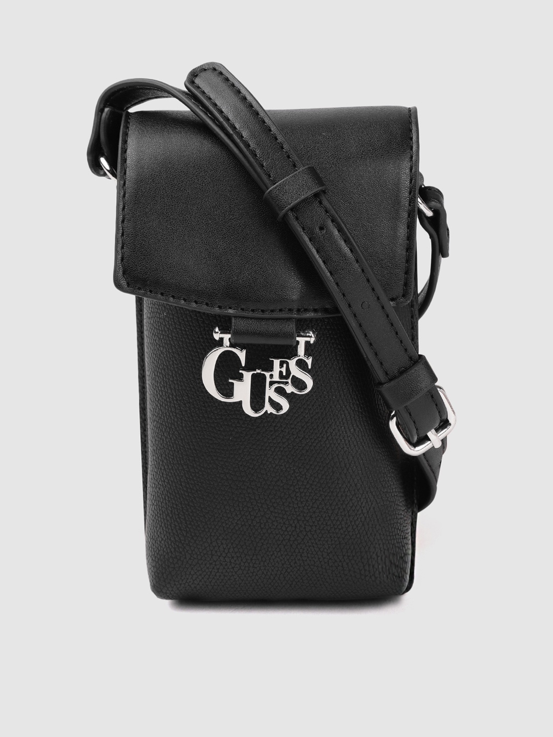 

GUESS Women Black Solid Small Structured Mobile Sling Bag