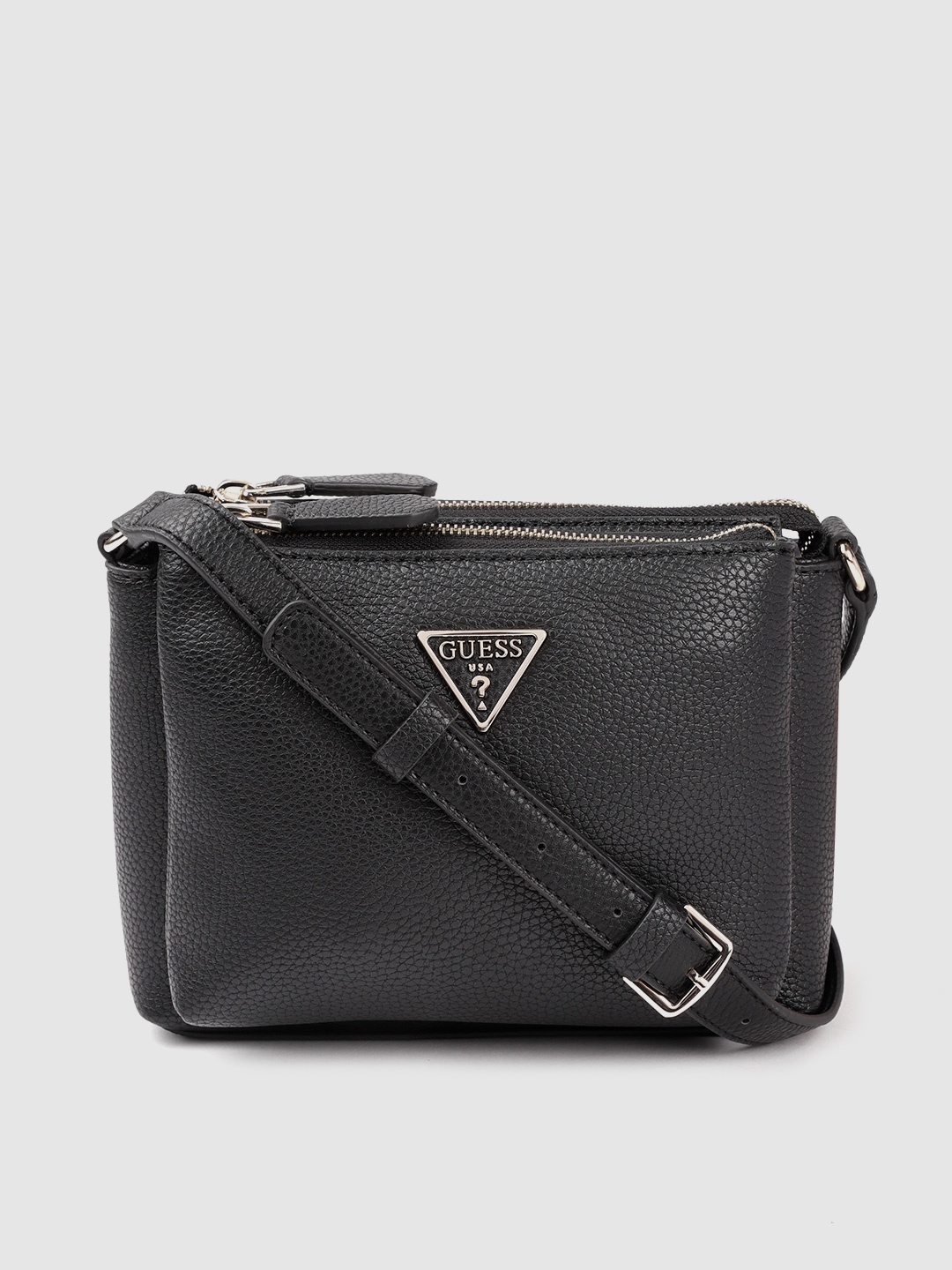 

GUESS Black Solid Structured Sling Bag