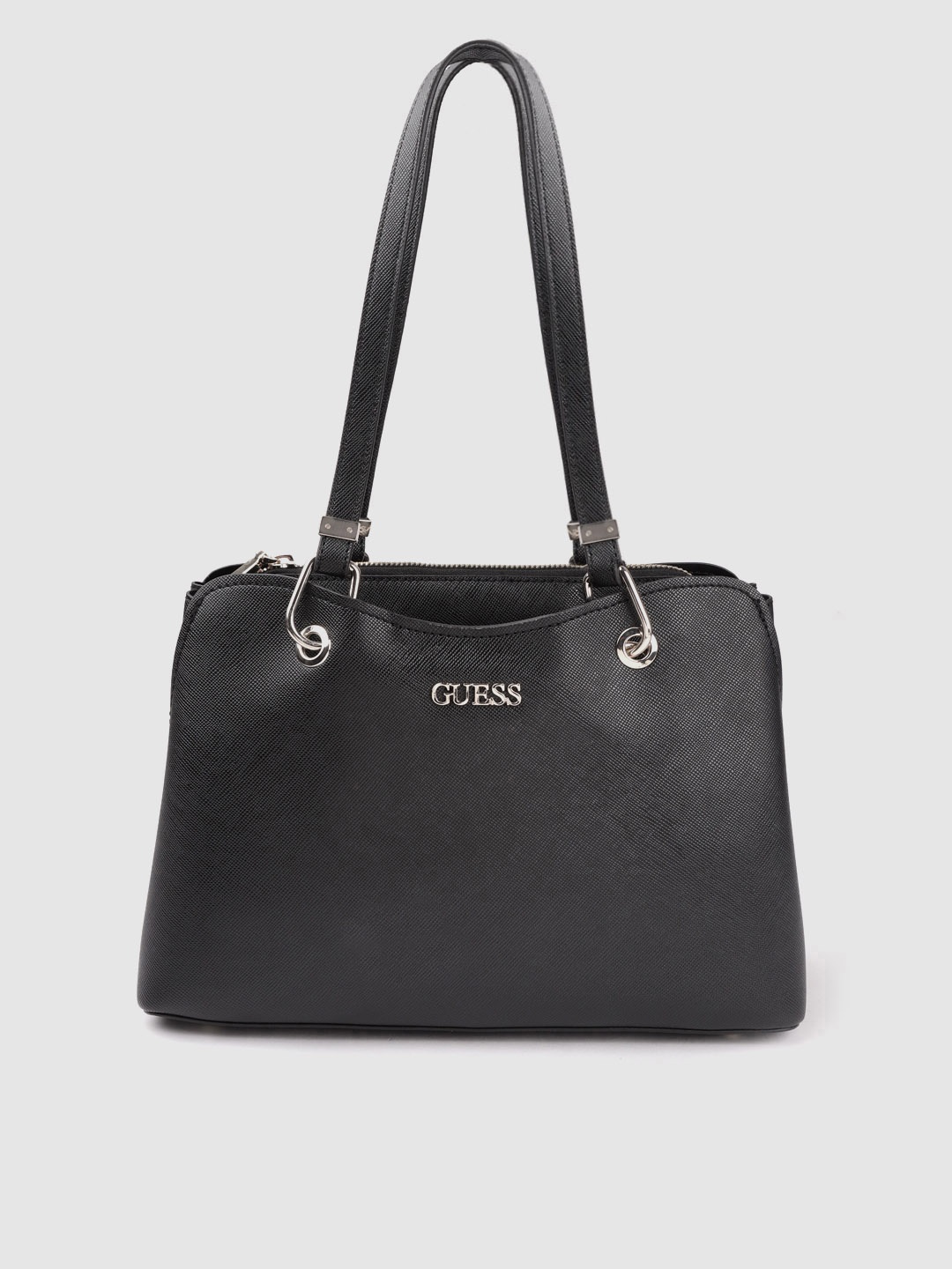 

GUESS Black Saffiano Textured Shoulder Bag
