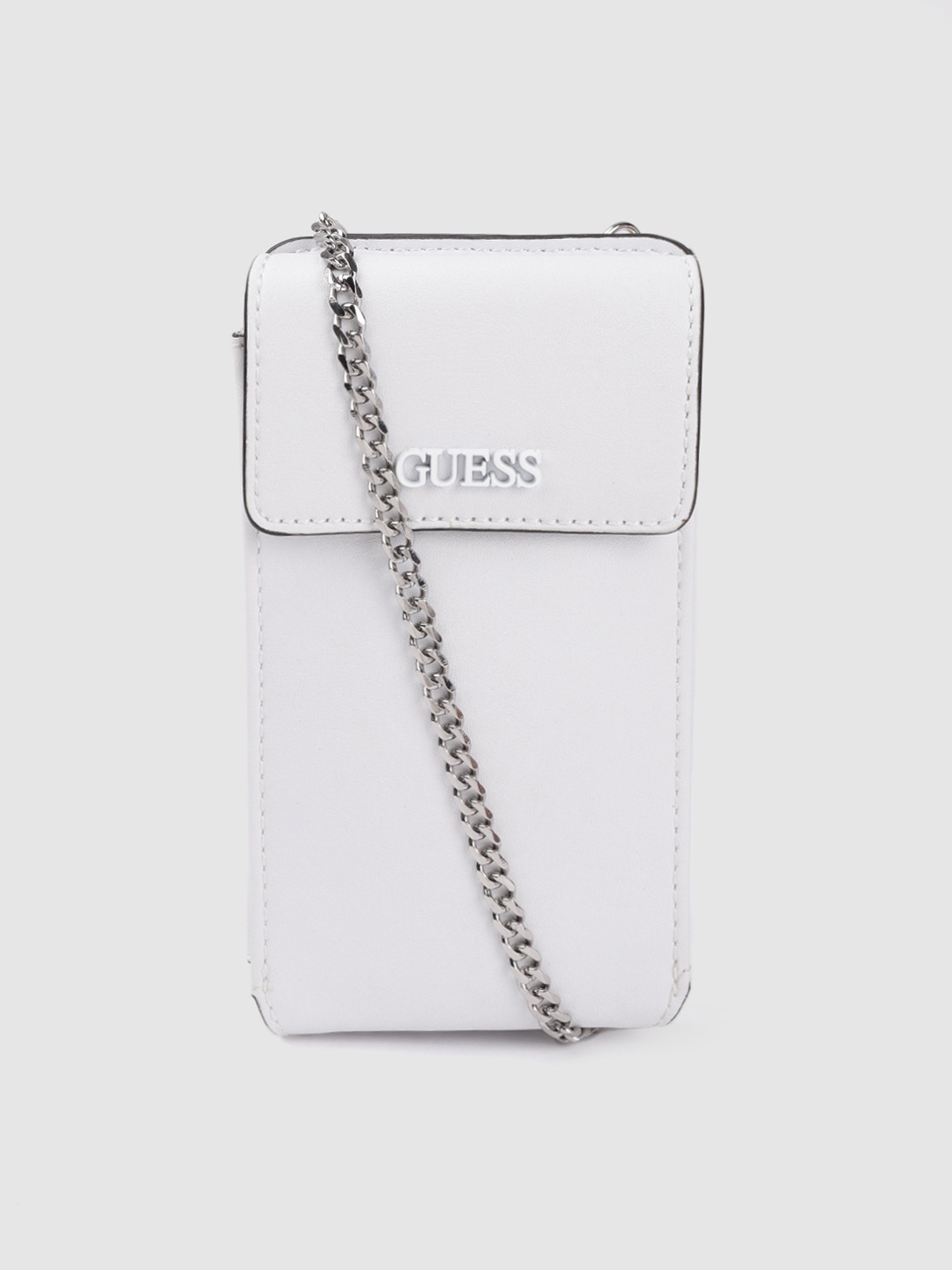 

GUESS White Solid Structured Small Sling Bag with Detachable Sling Strap