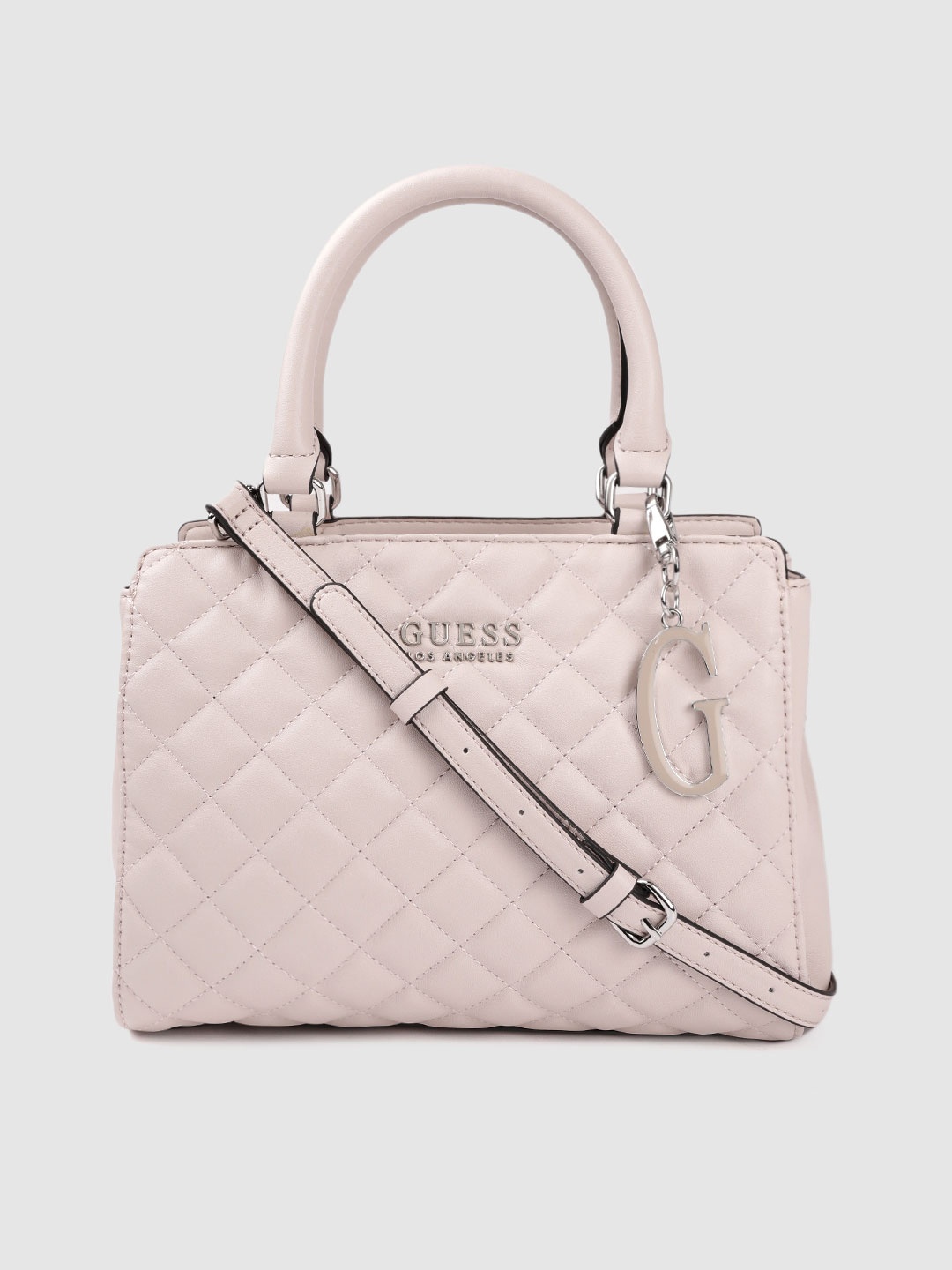 

GUESS Light Pink Quilted Structured Handheld Bag