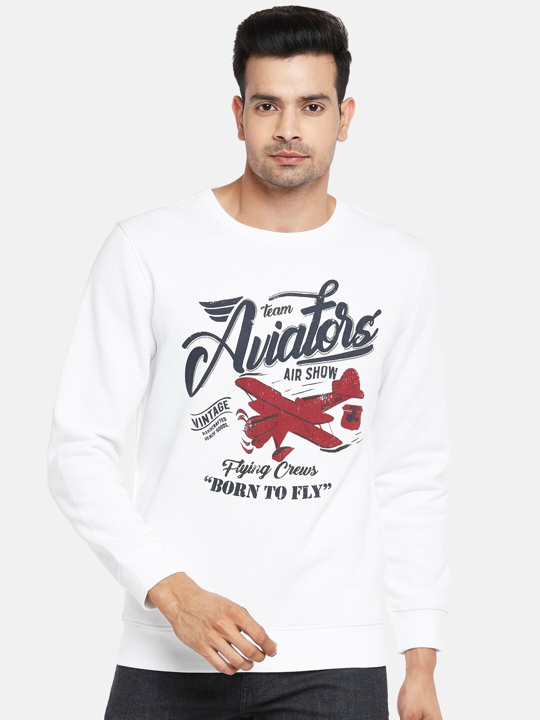 

BYFORD by Pantaloons Men White Printed Sweatshirt