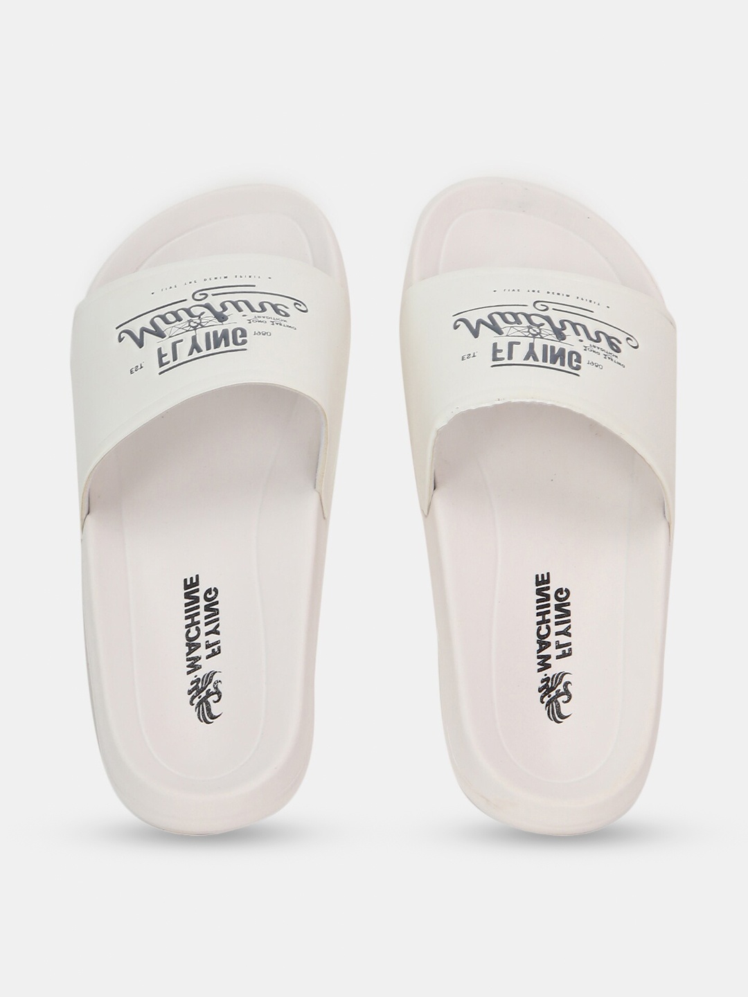 

Flying Machine Men White & Black Printed Sliders