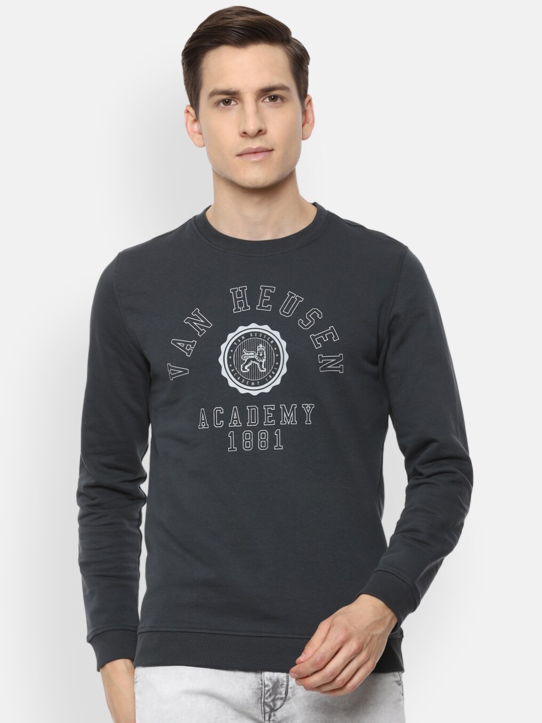 

Van Heusen Men Grey Printed Sweatshirt