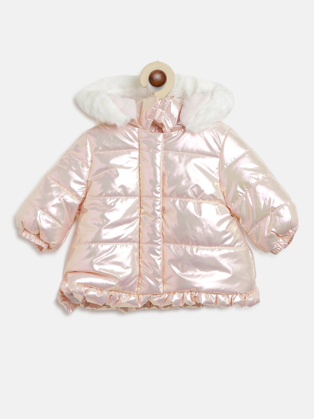 

Chicco Girls Rose Gold-Coloured Padded Detachable Hood Jacket
