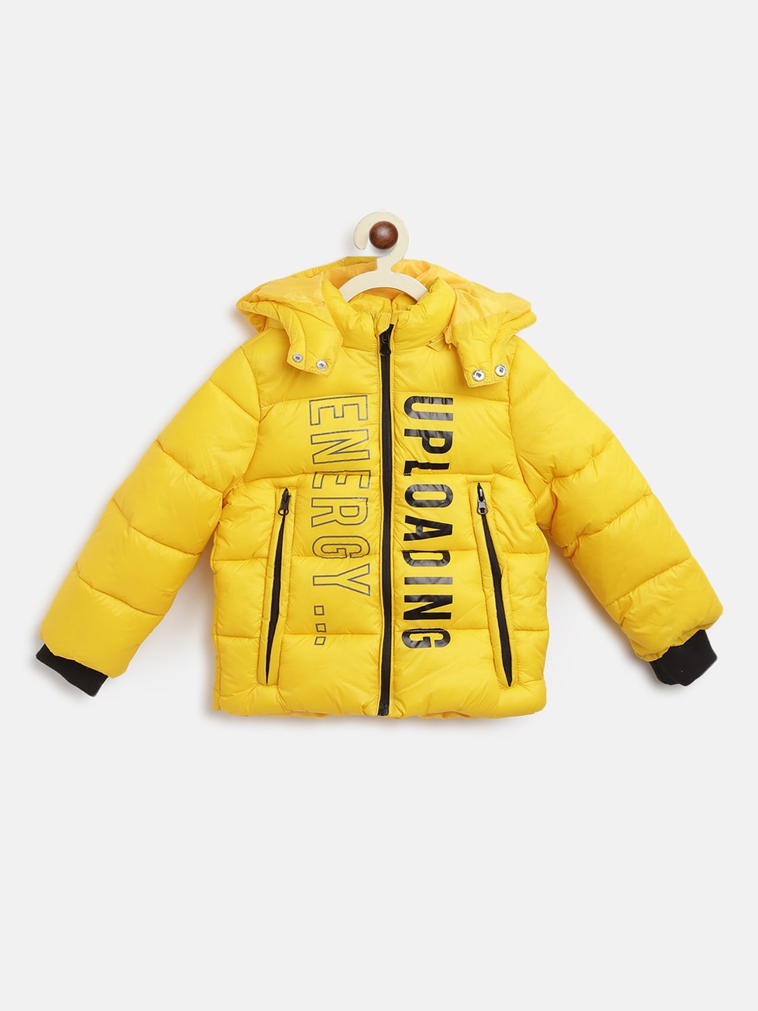 

Chicco Boys Yellow Black Typography Lightweight Padded Jacket