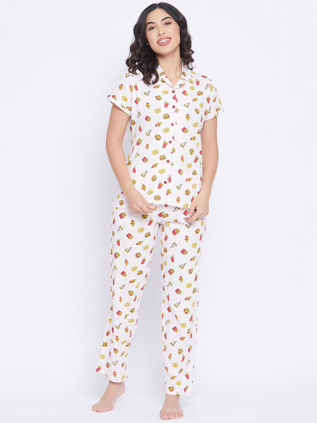 

Clovia Women Pink Printed Night suit