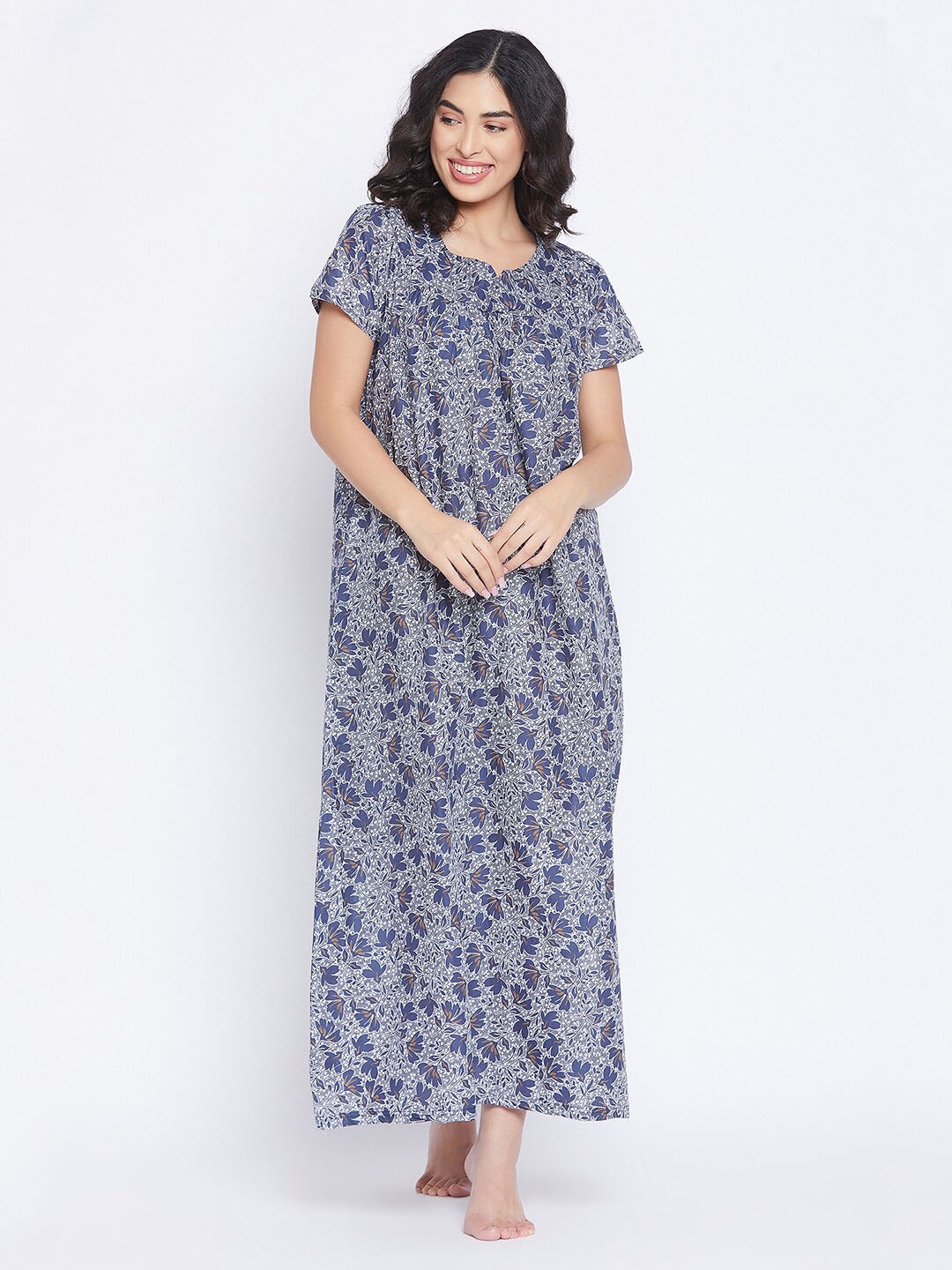 

Clovia Blue Printed Maxi Nightdress